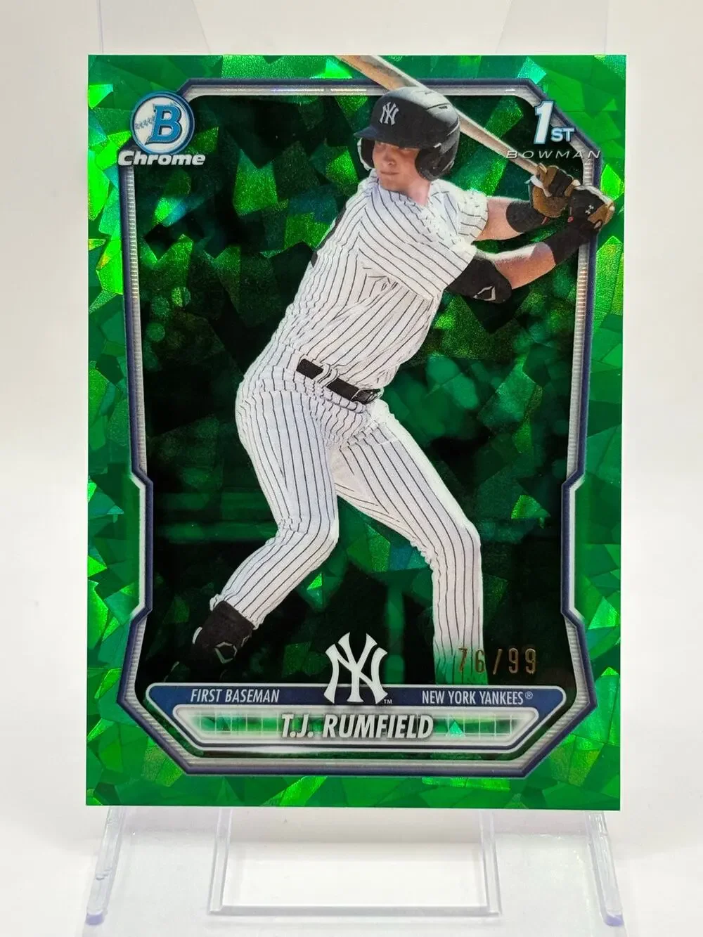 2026 Bowman Sapphire TJ Rumfield 1st Green Refractor 76/99 SP Yankees / Rockies